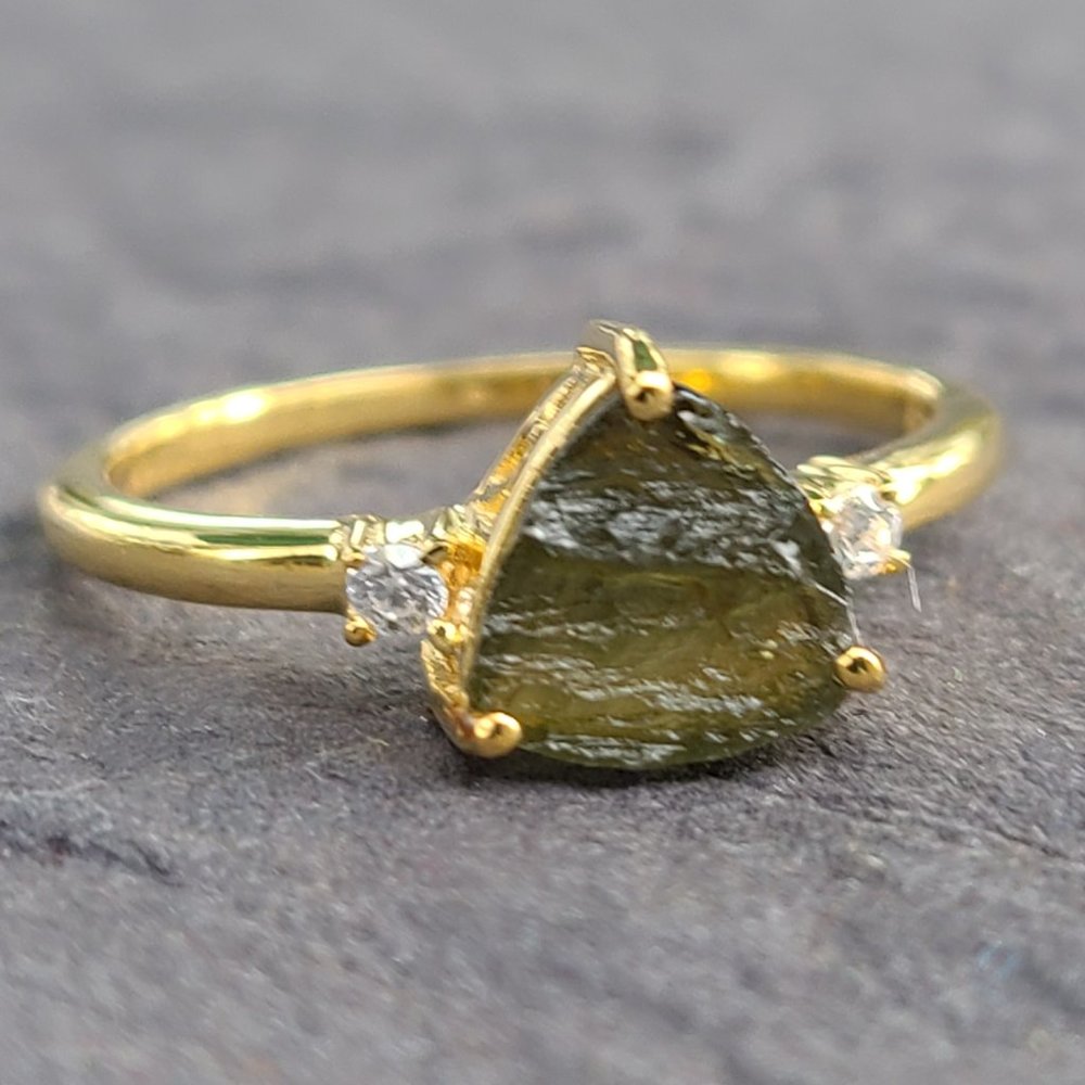 Moldavite ring size 6- Moldavite jewelry
